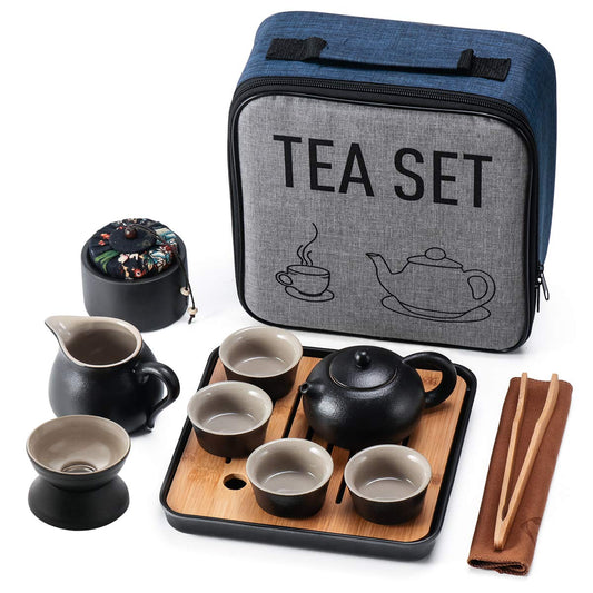 Mini Travel Kung Fu Tea Pot Cup Set with Tray